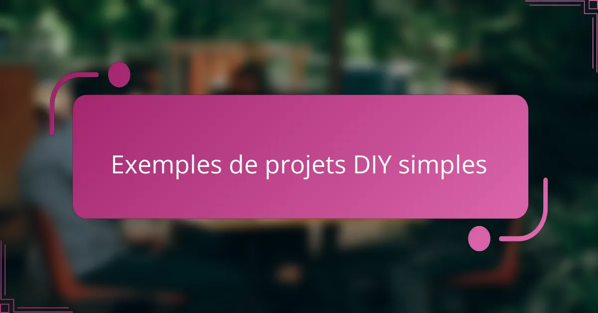 Exemples de projets DIY simples